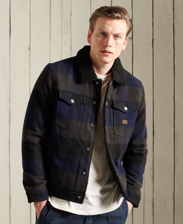 ハイウェイマン ウール シェルパ トラッカー ジャケット 男性 Superdry 衣類 海軍 2J62PZ4683