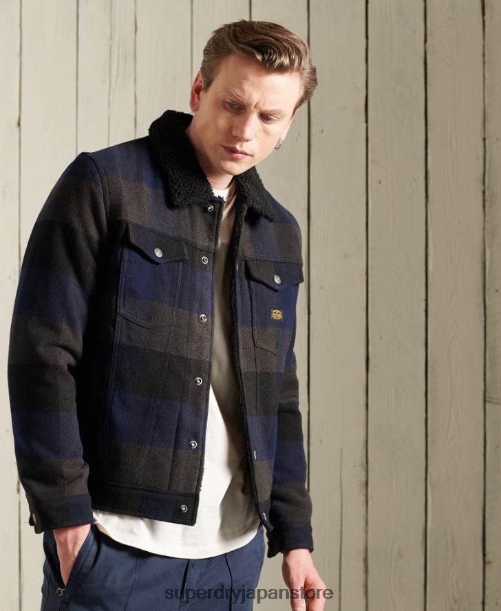 ハイウェイマン ウール シェルパ トラッカー ジャケット 男性 Superdry 衣類 海軍 2J62PZ4683