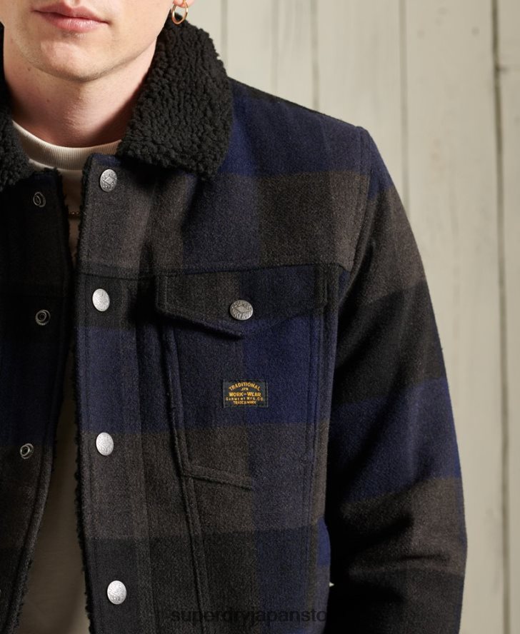 ハイウェイマン ウール シェルパ トラッカー ジャケット 男性 Superdry 衣類 海軍 2J62PZ4683