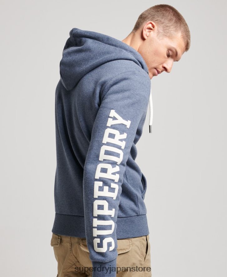 ジムアスレチックジップパーカー 男性 Superdry 衣類 海軍 2J62PZ468