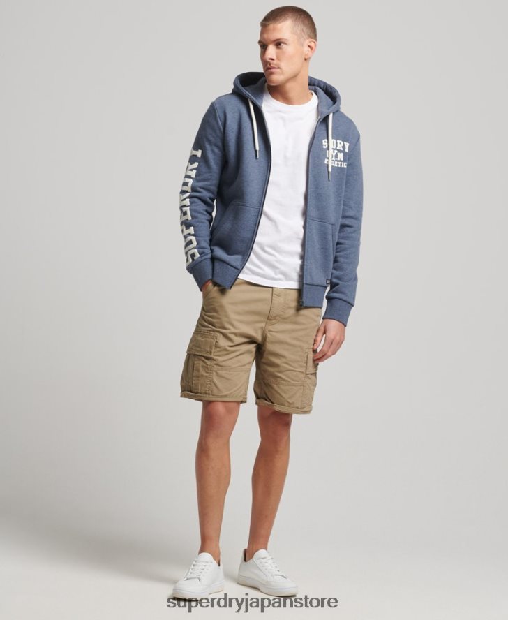 ジムアスレチックジップパーカー 男性 Superdry 衣類 海軍 2J62PZ468
