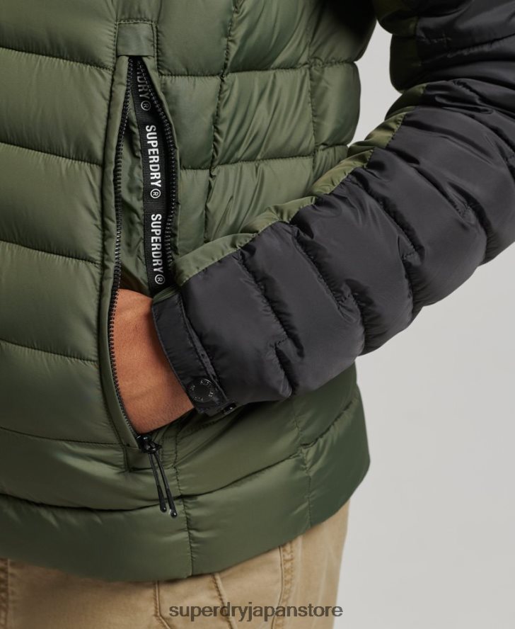 エクスペディションレーダーキルティングミックスフジジャケット 男性 Superdry 衣類 カーキ 2J62PZ4694