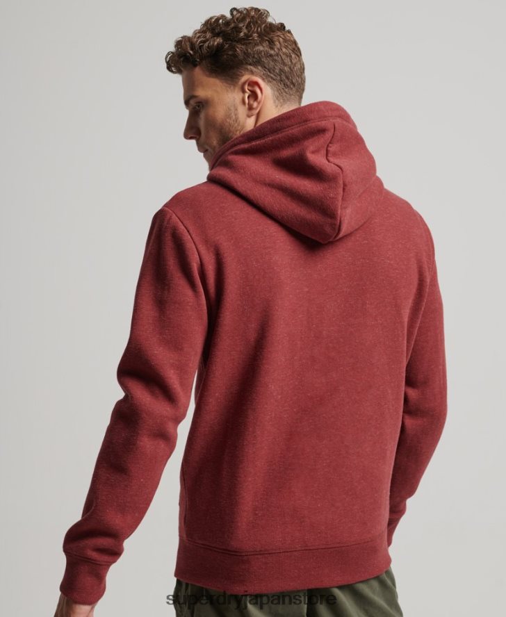 ヴィンテージロゴ刺繍ジップパーカー 男性 Superdry 衣類 赤 2J62PZ469