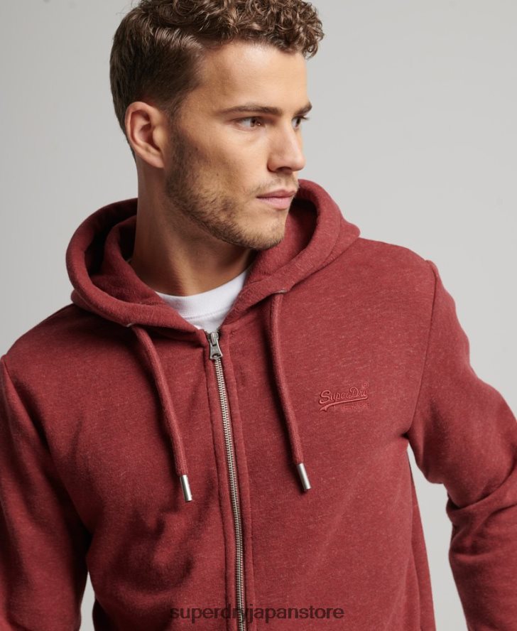 ヴィンテージロゴ刺繍ジップパーカー 男性 Superdry 衣類 赤 2J62PZ469