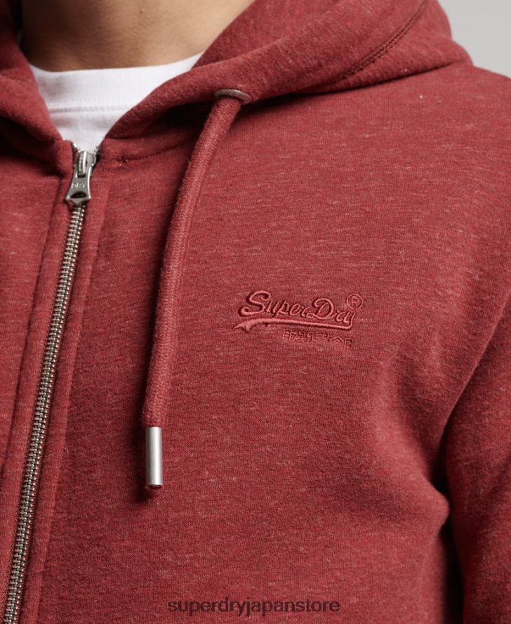 ヴィンテージロゴ刺繍ジップパーカー 男性 Superdry 衣類 赤 2J62PZ469