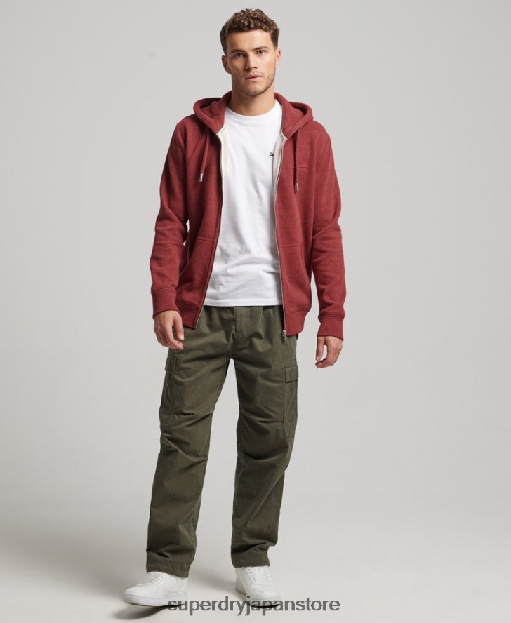 ヴィンテージロゴ刺繍ジップパーカー 男性 Superdry 衣類 赤 2J62PZ469