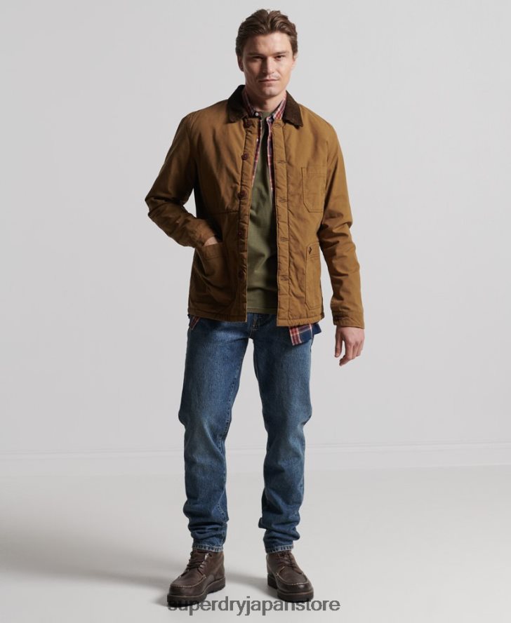 ユーティリティミックスオーバーシャ​​ツ 男性 Superdry 衣類 茶色 2J62PZ4712