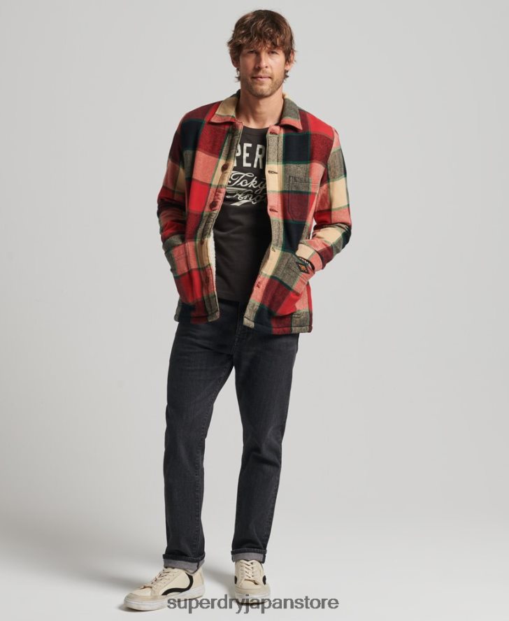 ユーティリティチェックオーバーシャ​​ツ 男性 Superdry 衣類 赤 2J62PZ4716