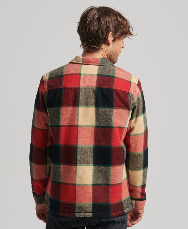 ユーティリティチェックオーバーシャ​​ツ 男性 Superdry 衣類 赤 2J62PZ4716