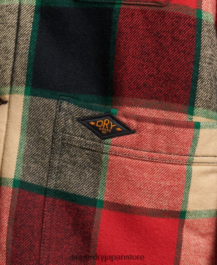 ユーティリティチェックオーバーシャ​​ツ 男性 Superdry 衣類 赤 2J62PZ4716