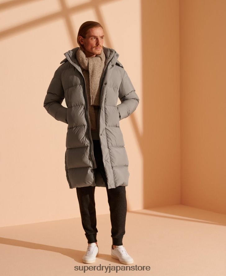 限定版延縄リサイクル ダウン ジャケット 男性 Superdry 衣類 ライトグレー 2J62PZ4720