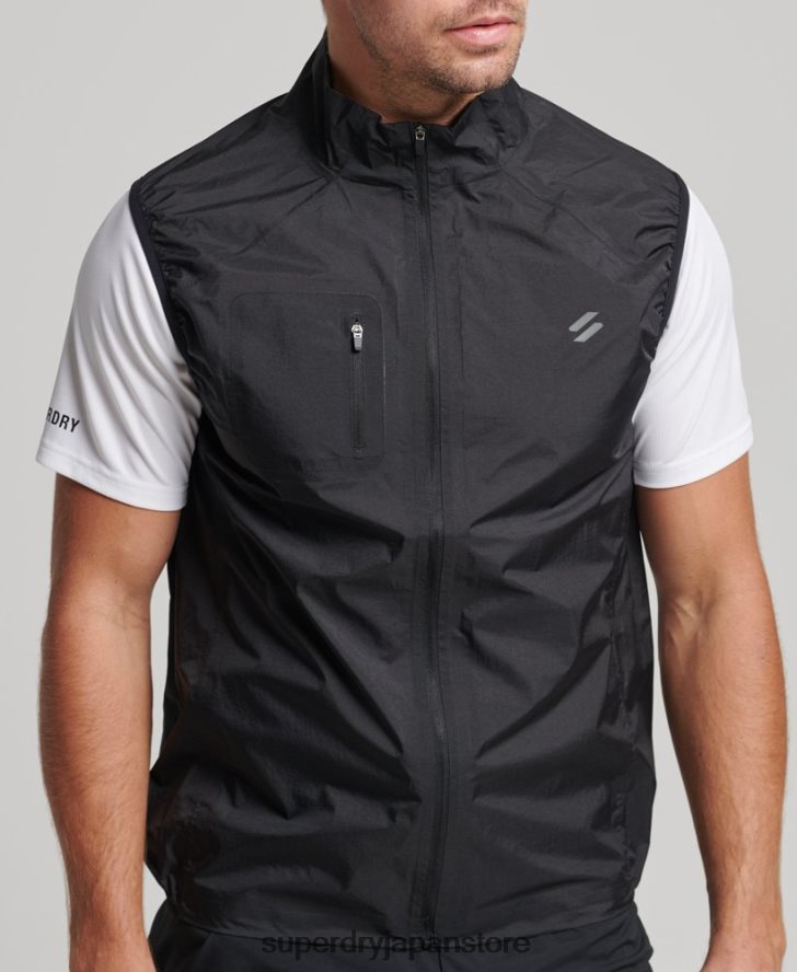 ラン ライトウェイト ウィンド ジレ 男性 Superdry 衣類 黒 2J62PZ4726