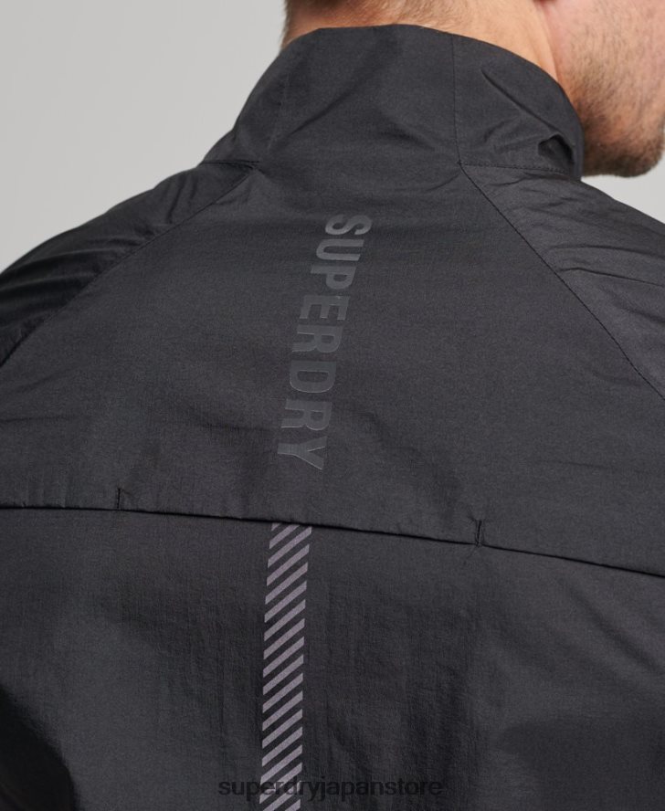 ラン ライトウェイト ウィンド ジレ 男性 Superdry 衣類 黒 2J62PZ4726