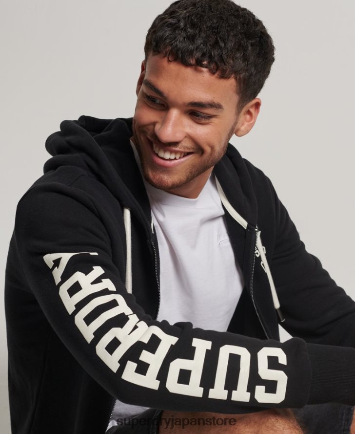 ジムアスレチックジップパーカー 男性 Superdry 衣類 黒 2J62PZ473