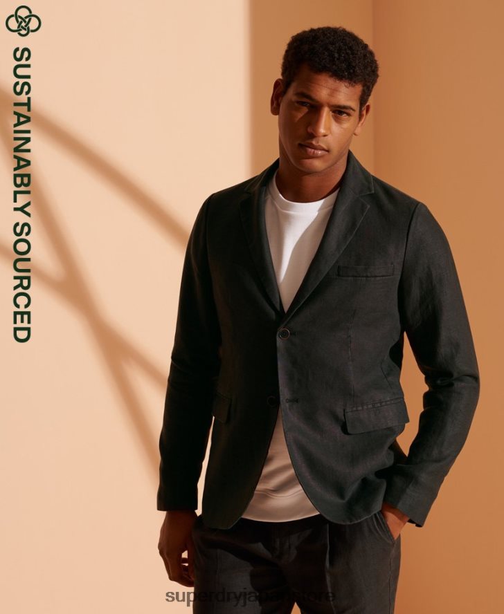限定版麻ブレザー 男性 Superdry 衣類 黒 2J62PZ4737