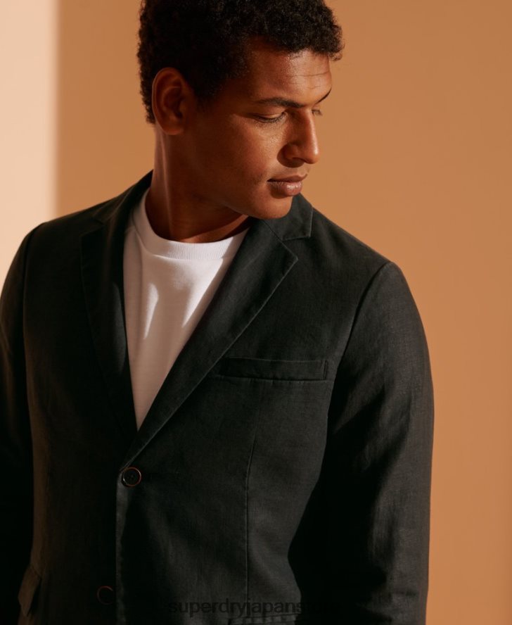 限定版麻ブレザー 男性 Superdry 衣類 黒 2J62PZ4737