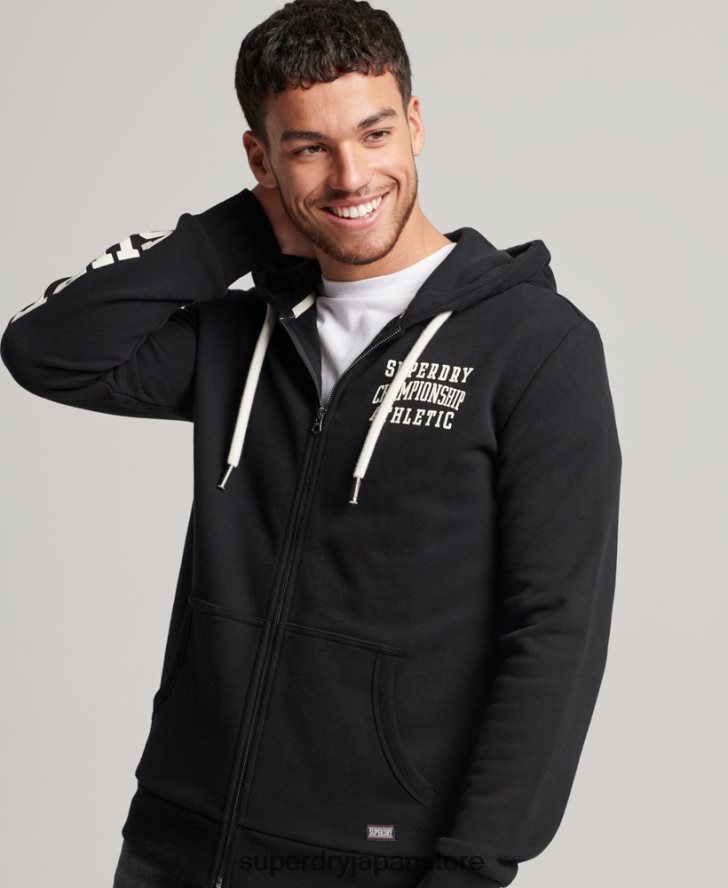 ジムアスレチックジップパーカー 男性 Superdry 衣類 黒 2J62PZ473