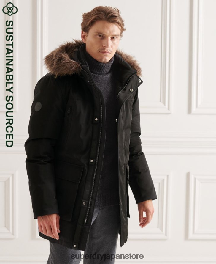 スタジオエベレストダウンパーカーコート 男性 Superdry 衣類 黒 2J62PZ4742