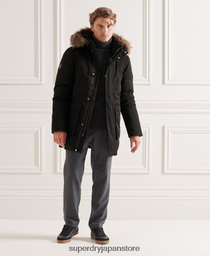 スタジオエベレストダウンパーカーコート 男性 Superdry 衣類 黒 2J62PZ4742
