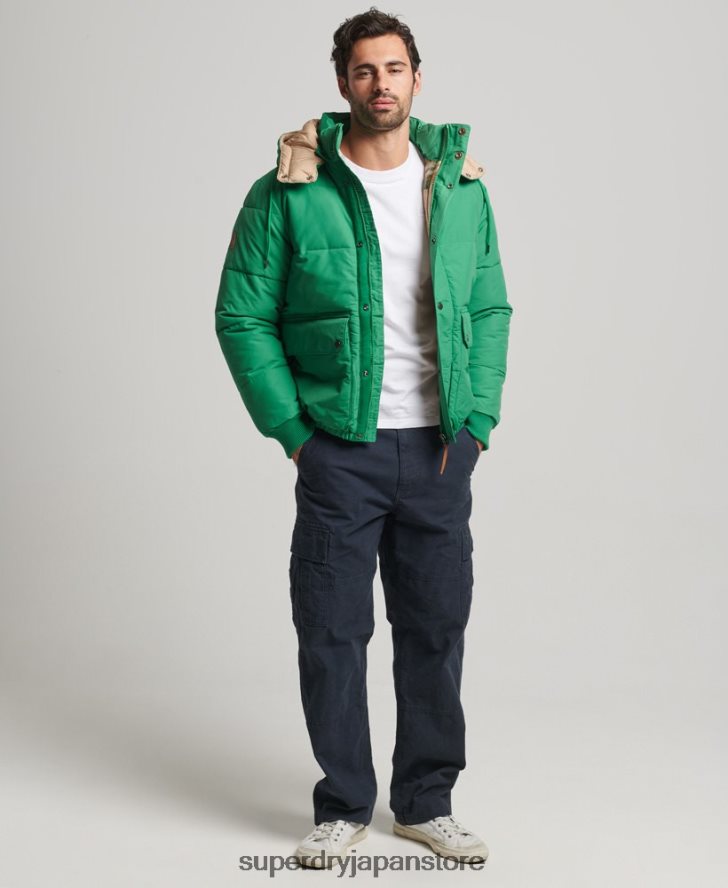 マウンテンパファージャケット 男性 Superdry 衣類 緑 2J62PZ4750
