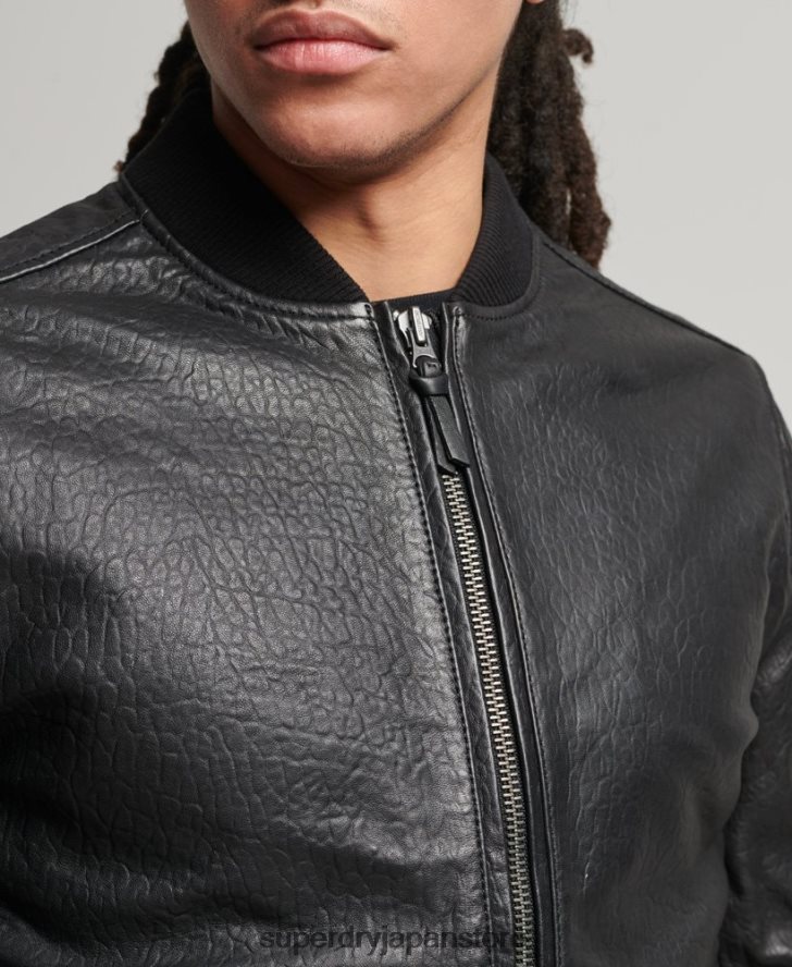レザーボンバージャケット 男性 Superdry 衣類 黒 2J62PZ4753