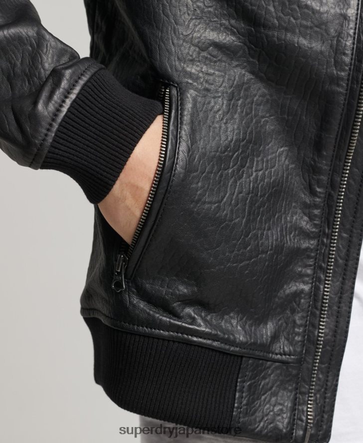 レザーボンバージャケット 男性 Superdry 衣類 黒 2J62PZ4753