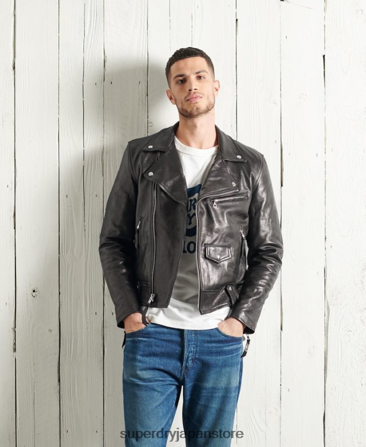 限定版ドライレザーバイカージャケット 男性 Superdry 衣類 黒 2J62PZ4756