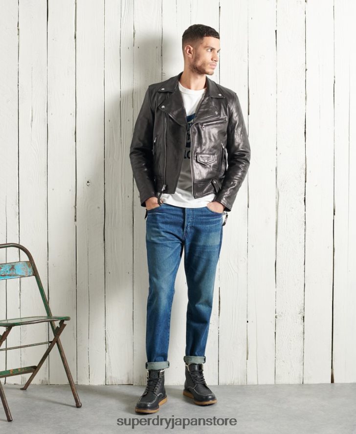 限定版ドライレザーバイカージャケット 男性 Superdry 衣類 黒 2J62PZ4756