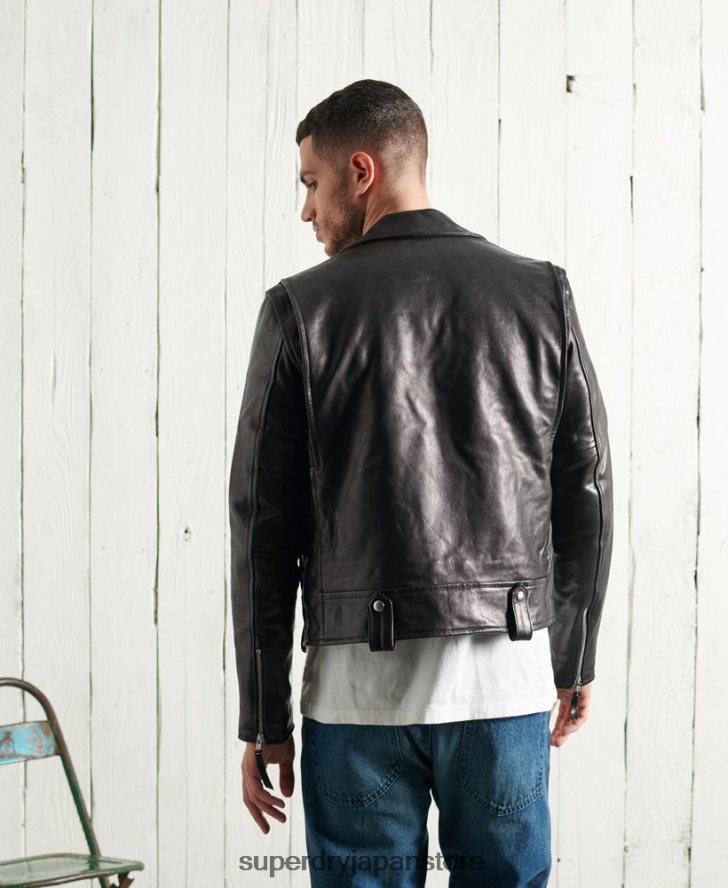 限定版ドライレザーバイカージャケット 男性 Superdry 衣類 黒 2J62PZ4756