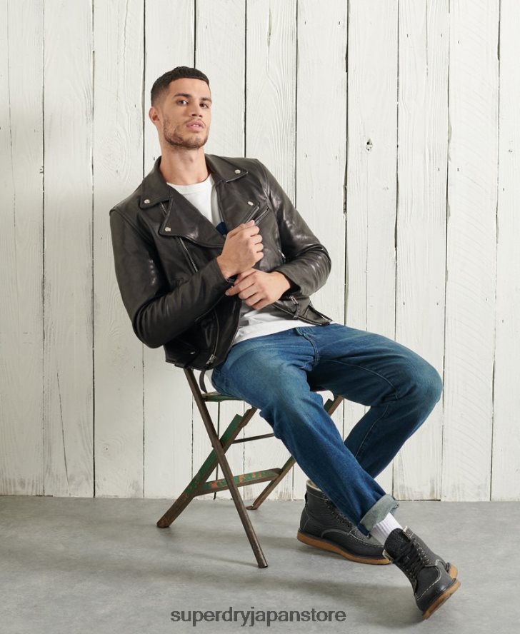 限定版ドライレザーバイカージャケット 男性 Superdry 衣類 黒 2J62PZ4756