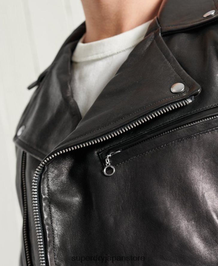 限定版ドライレザーバイカージャケット 男性 Superdry 衣類 黒 2J62PZ4756