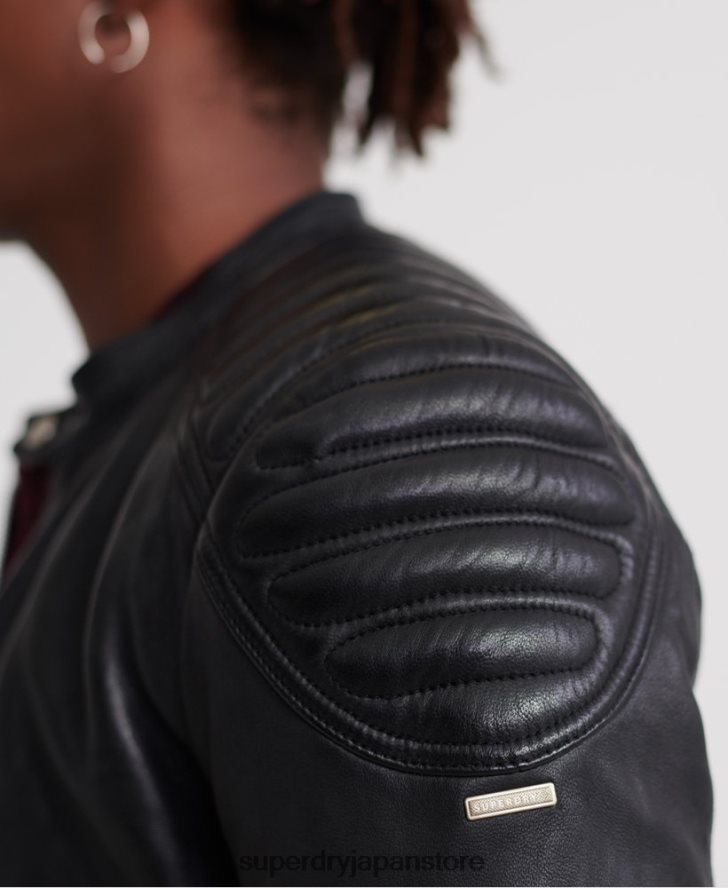 シティ ヒーロー レザー レーサー ジャケット 男性 Superdry 衣類 黒 2J62PZ4758