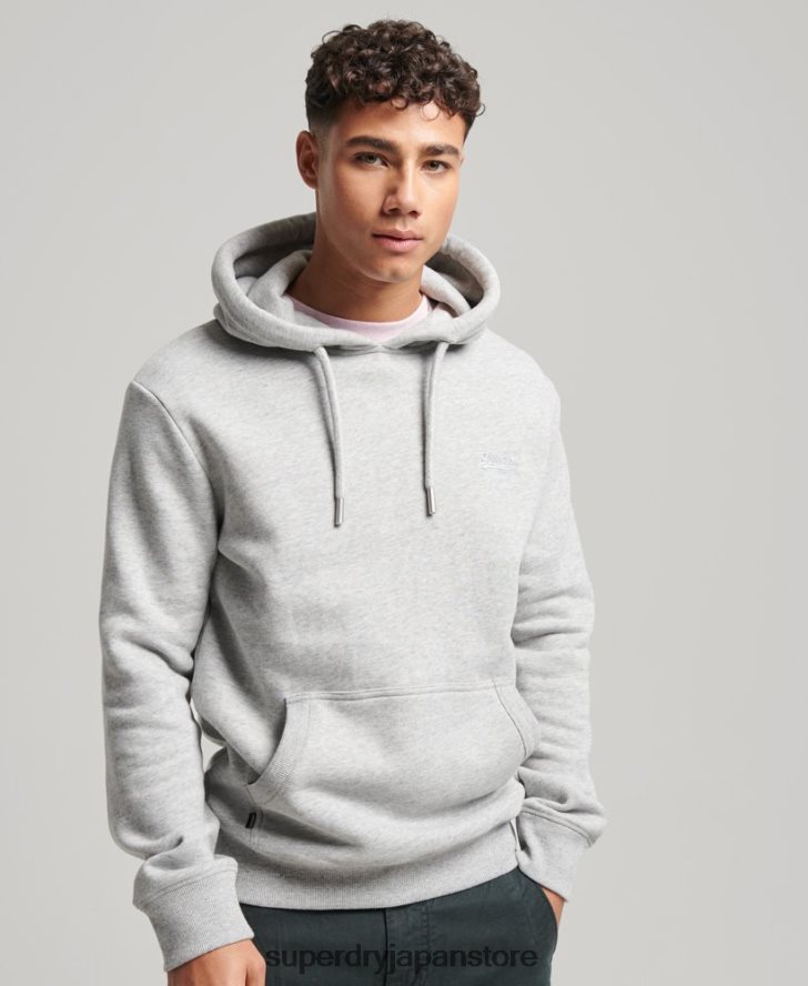 ヴィンテージロゴ刺繍パーカー 男性 Superdry 衣類 グレー 2J62PZ477