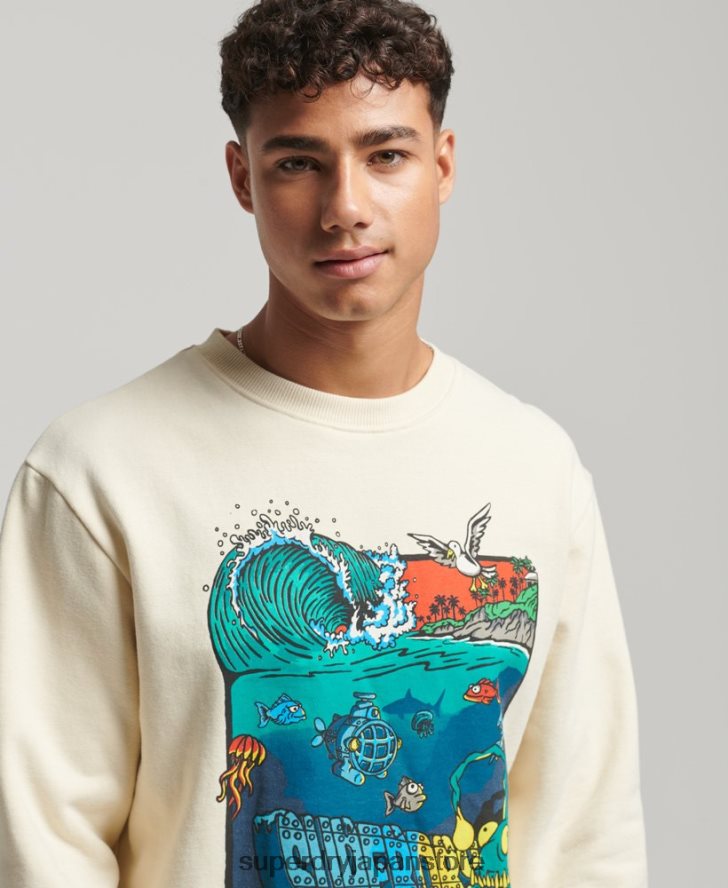 クリーチャーズクルースウェットシャツ 男性 Superdry 衣類 クリーム 2J62PZ478