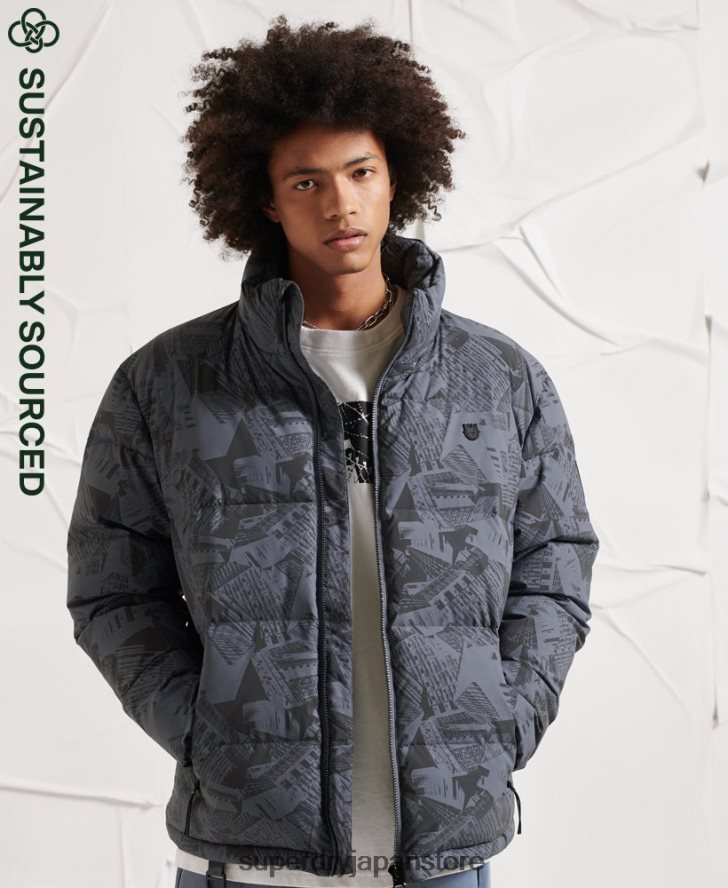 サープラス リフレクティブ ダウン パファー ジャケット 男性 Superdry 衣類 濃い灰色 2J62PZ4780