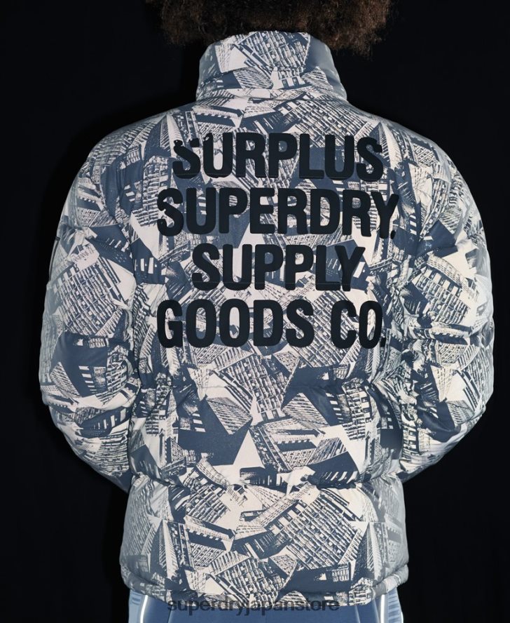 サープラス リフレクティブ ダウン パファー ジャケット 男性 Superdry 衣類 濃い灰色 2J62PZ4780