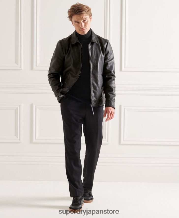 スタジオコーチ レザージャケット 男性 Superdry 衣類 黒 2J62PZ4781