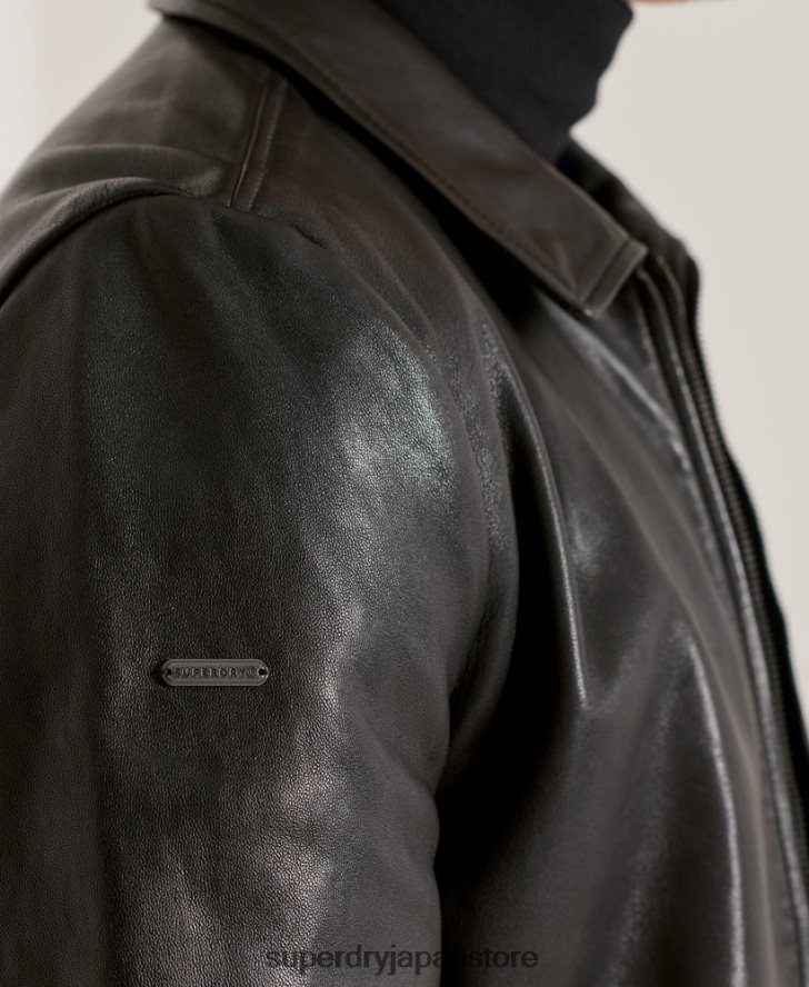 スタジオコーチ レザージャケット 男性 Superdry 衣類 黒 2J62PZ4781