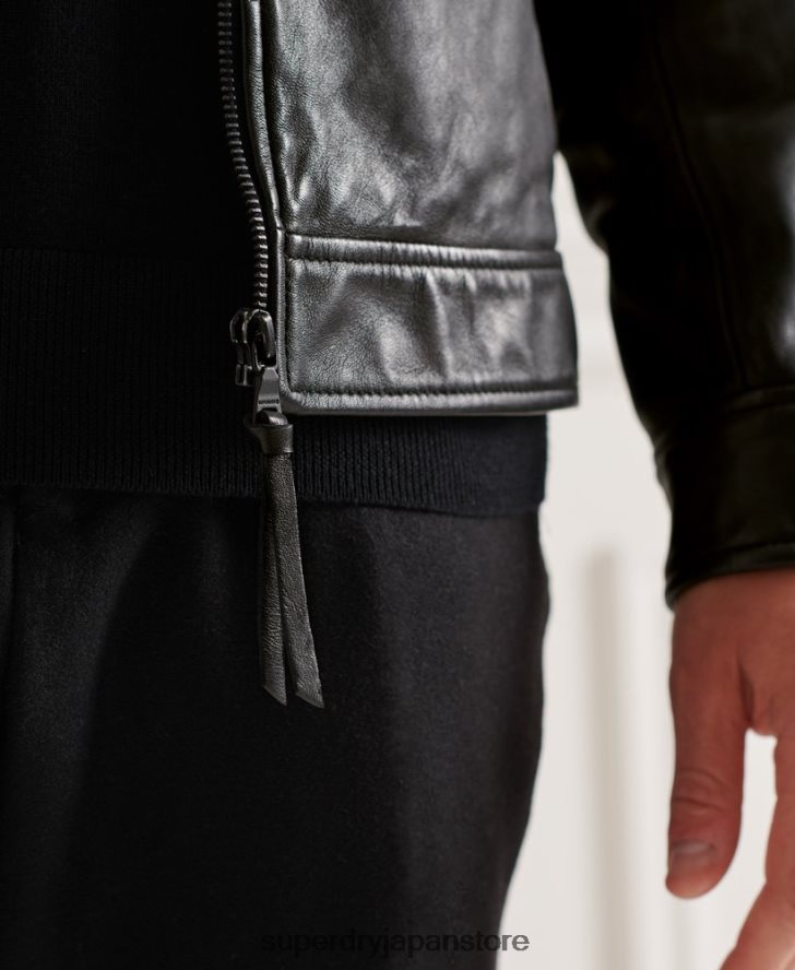 スタジオコーチ レザージャケット 男性 Superdry 衣類 黒 2J62PZ4781