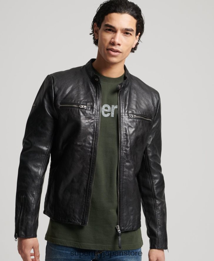 レザースポーツレーサージャケット 男性 Superdry 衣類 黒 2J62PZ4783