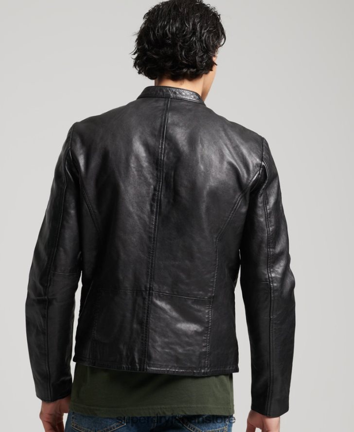レザースポーツレーサージャケット 男性 Superdry 衣類 黒 2J62PZ4783