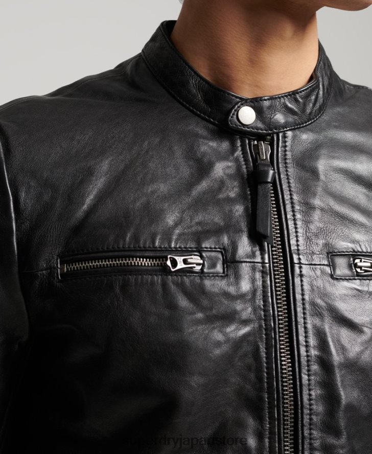 レザースポーツレーサージャケット 男性 Superdry 衣類 黒 2J62PZ4783