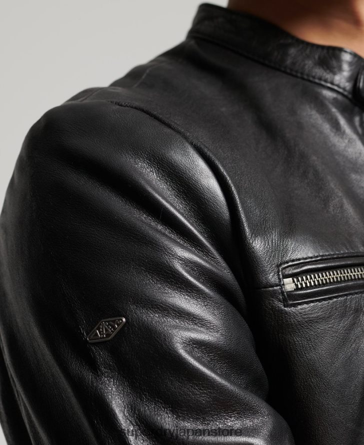 レザースポーツレーサージャケット 男性 Superdry 衣類 黒 2J62PZ4783