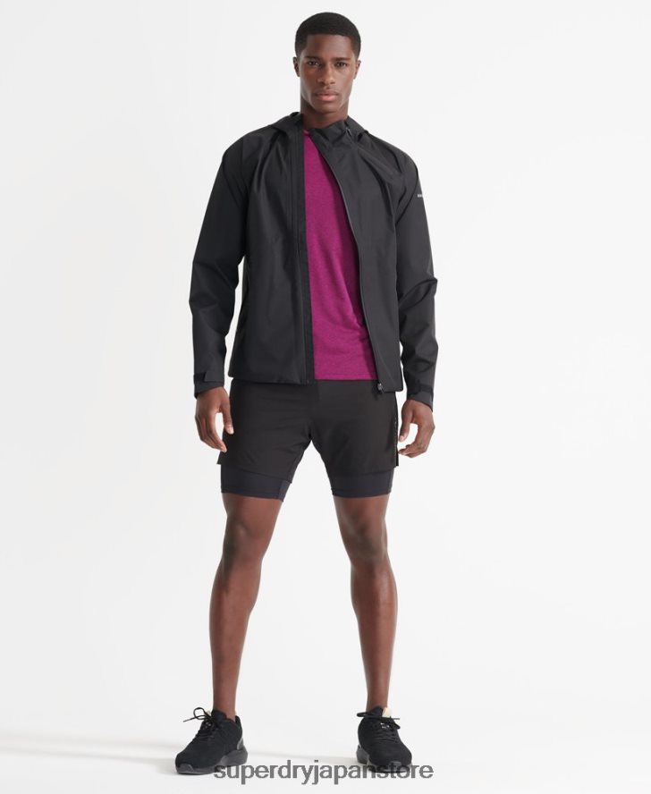 トレーニング用非対称防水ジャケット 男性 Superdry 衣類 黒 2J62PZ4787