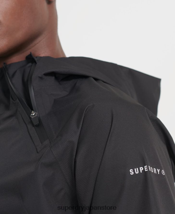 トレーニング用非対称防水ジャケット 男性 Superdry 衣類 黒 2J62PZ4787