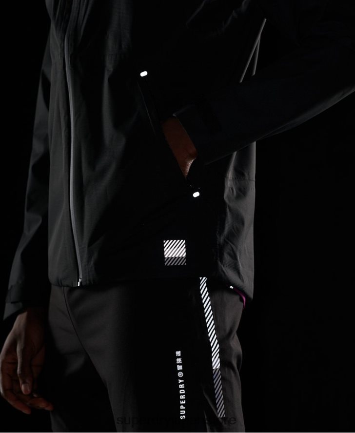 トレーニング用非対称防水ジャケット 男性 Superdry 衣類 黒 2J62PZ4787