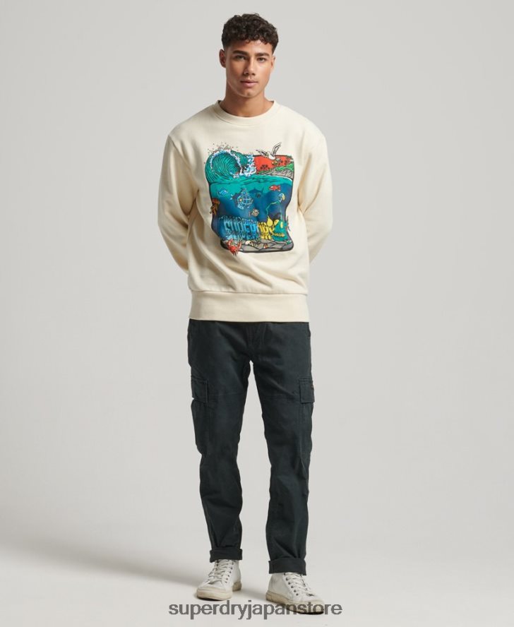 クリーチャーズクルースウェットシャツ 男性 Superdry 衣類 クリーム 2J62PZ478