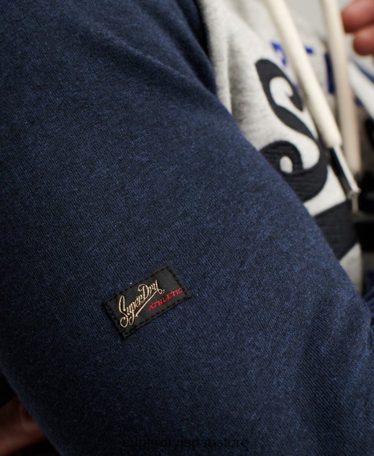 オーガニックコットン ヴィンテージロゴ ヘリテージラグランパーカー 男性 Superdry 衣類 海軍 2J62PZ479