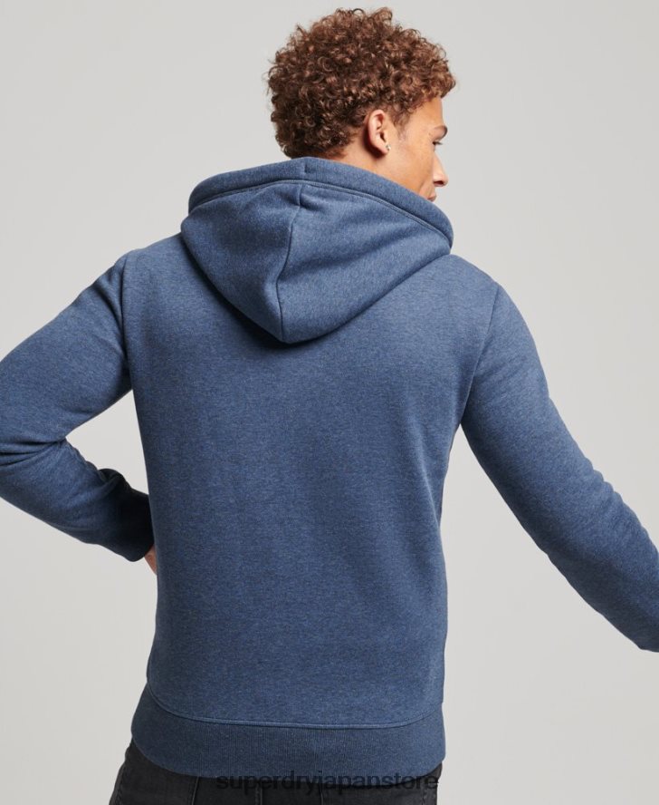 オーガニックコットン ヴィンテージロゴ刺繍ジップパーカー 男性 Superdry 衣類 海軍 2J62PZ480
