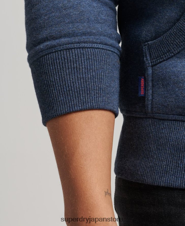 オーガニックコットン ヴィンテージロゴ刺繍ジップパーカー 男性 Superdry 衣類 海軍 2J62PZ480